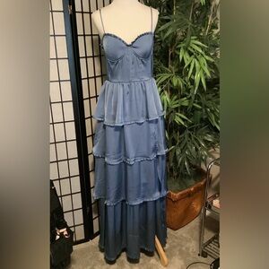 Altar’d State Blue tiered evening gown, size M